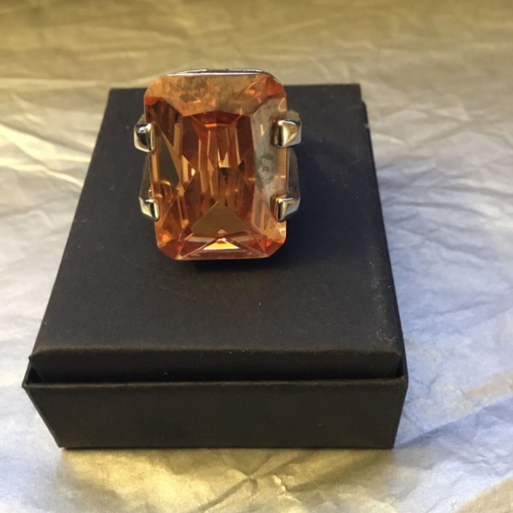 Silver And Orange Topaz Ring - image 3